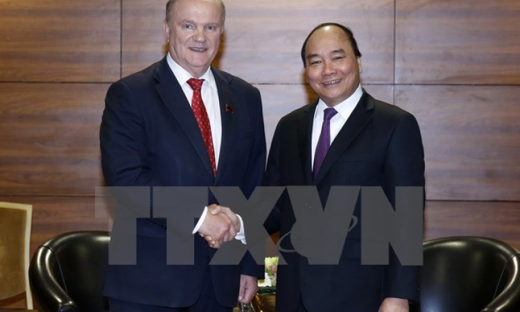 Thủ tướng Nguyễn Xu&acirc;n Ph&uacute;c tiếp Chủ tịch Đảng Cộng sản LB Nga