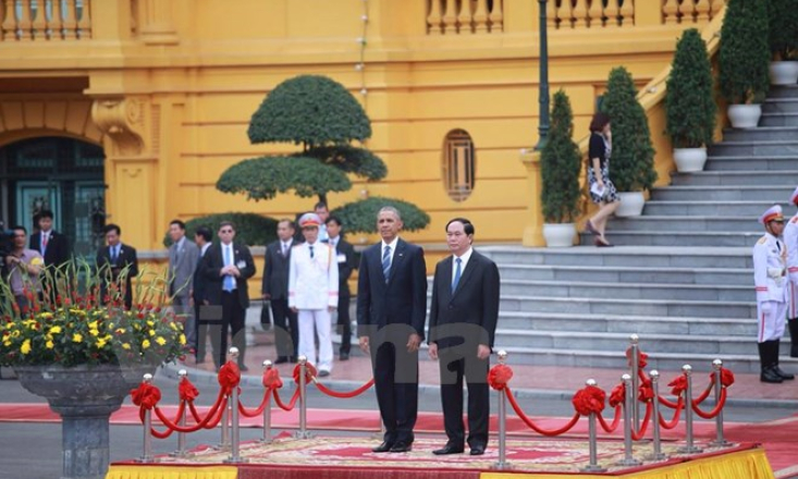 H&igrave;nh ảnh lễ đ&oacute;n Tổng thống Hoa Kỳ Obama tại Phủ Chủ tịch