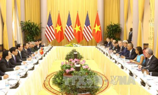 Chủ tịch nước Trần Đại Quang hội đ&agrave;m với Tổng thống Barack Obama