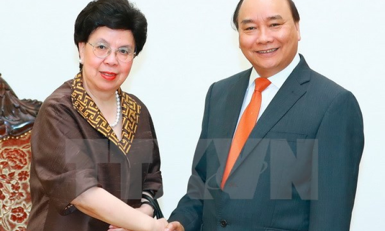 Thủ tướng Nguyễn Xu&acirc;n Ph&uacute;c tiếp Tổng Gi&aacute;m đốc Tổ chức Y tế Thế giới Margaret Chan