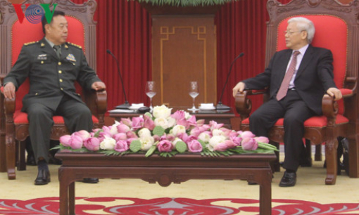 Tổng B&iacute; thư tiếp đo&agrave;n đại biểu cấp cao qu&acirc;n đội Trung Quốc