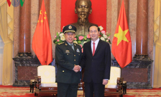 Chủ tịch nước tiếp Ph&oacute; Chủ tịch Qu&acirc;n ủy Trung ương Trung Quốc