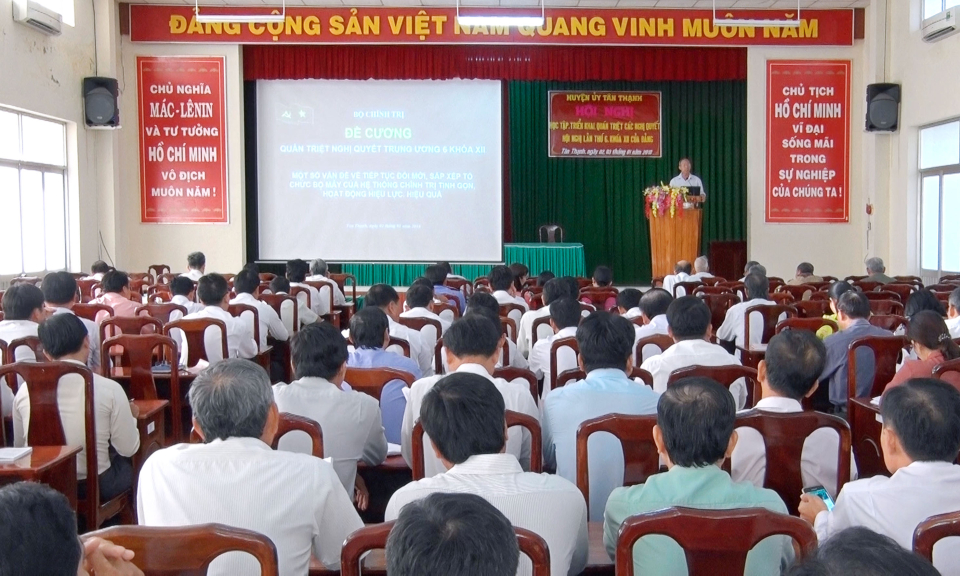 T&acirc;n Thạnh: Triển khai học tập qu&aacute;n triệt Nghị quyết TW6 kh&oacute;a XII