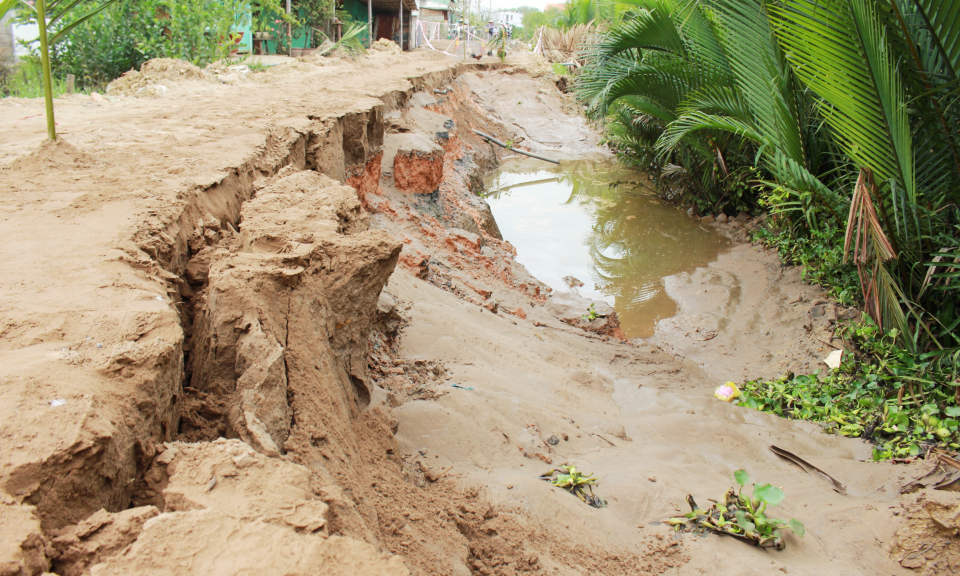 Cần Đước: Xảy ra t&igrave;nh trạng sạt lỡ nghi&ecirc;m trọng