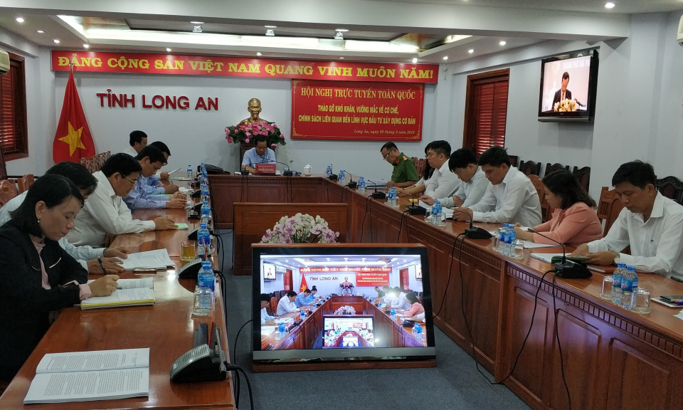 Hội nghị trực tuyến to&agrave;n quốc th&aacute;o gỡ kh&oacute; khăn, vướng mắc về cơ chế, ch&iacute;nh s&aacute;ch li&ecirc;n quan đến lĩnh vực đầu tư x&acirc;y dựng