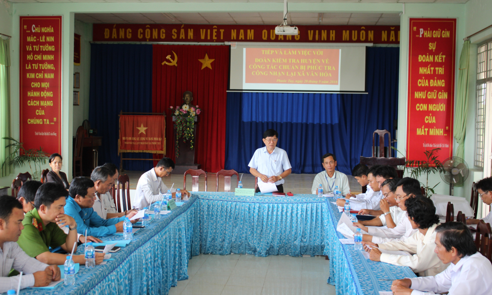 Cần Đước: Kiểm tra thực hiện ti&ecirc;u ch&iacute; x&atilde; văn h&oacute;a Phước Tuy, giai đoạn 2013-2018