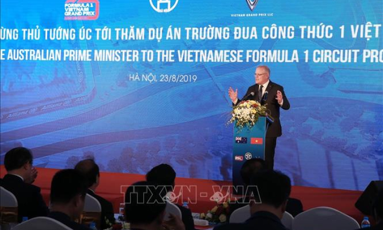 Thủ tướng Australia Scott Morrison ấn tượng về đường đua C&ocirc;ng thức 1 H&agrave; Nội