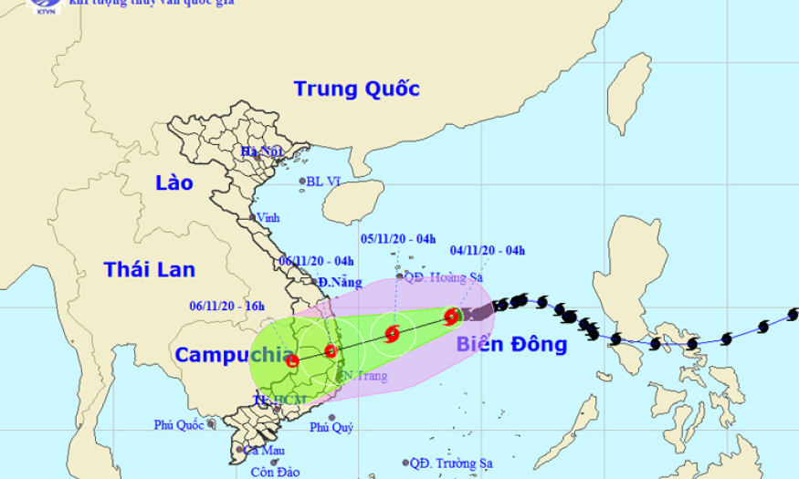 B&atilde;o số 10 di chuyển theo hướng T&acirc;y T&acirc;y Nam, giật cấp 11