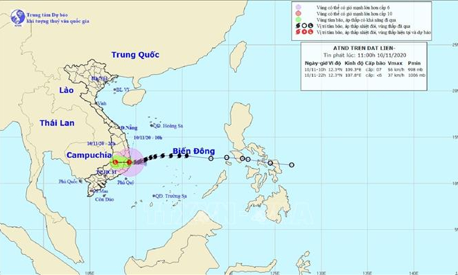 Gần Biển Đ&ocirc;ng c&oacute; b&atilde;o giật cấp 16, &aacute;p thấp nhiệt đới đi s&acirc;u v&agrave;o đất liền