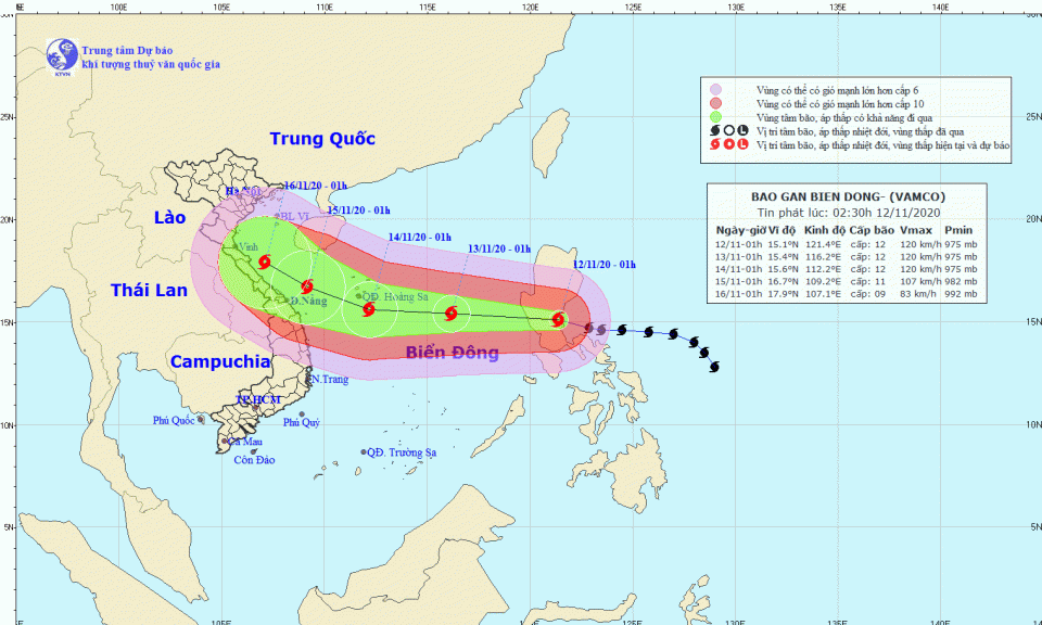 B&atilde;o Vamco đi v&agrave;o Biển Đ&ocirc;ng, Quảng Trị đến B&igrave;nh Định c&oacute; mưa vừa đến mưa to