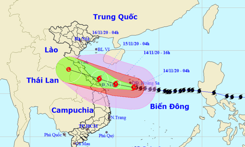 B&atilde;o số 13 với sức gi&oacute; giật cấp 17 tiến gần v&agrave;o đất liền