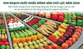 Kim ngạch xuất khẩu n&ocirc;ng sản chủ lực năm 2020