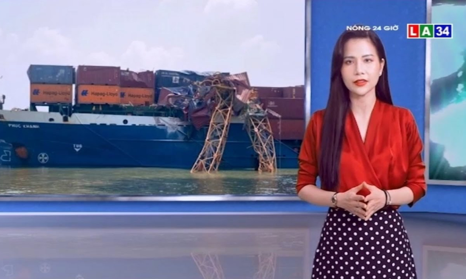 To&agrave;n cảnh vụ t&agrave;u container đ&acirc;m g&atilde;y cẩu thi c&ocirc;ng cầu Phước Kh&aacute;nh