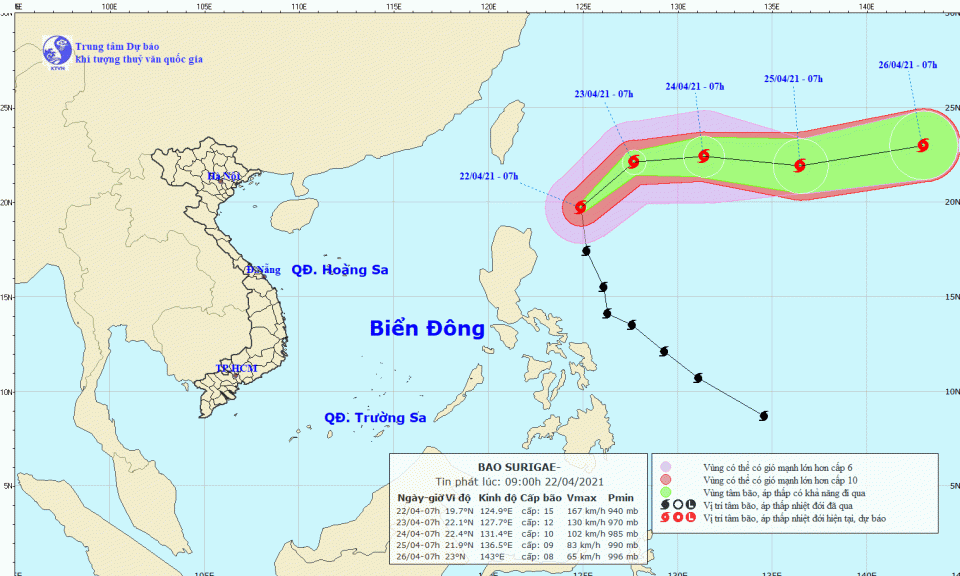 B&atilde;o Surigae rất &iacute;t c&oacute; khả năng đi v&agrave;o Biển Đ&ocirc;ng
