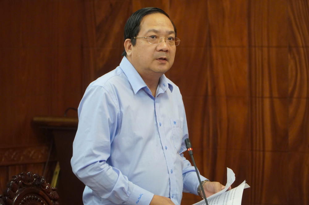 Ủy viên Ban Thường vụ Tỉnh ủy, Phó Chủ tịch UBND tỉnh - Nguyễn Minh Lâm phát biểu tại buổi làm việc