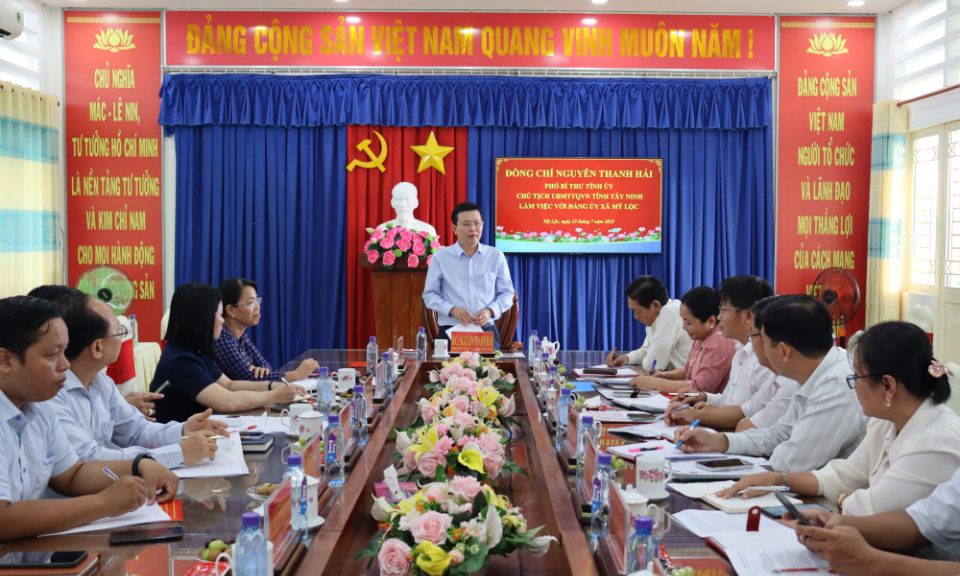 Ph&oacute; B&iacute; thư Tỉnh ủy y&ecirc;u cầu x&atilde; Mỹ Lộc chuẩn bị chu đ&aacute;o cho Đại hội Đảng bộ x&atilde;