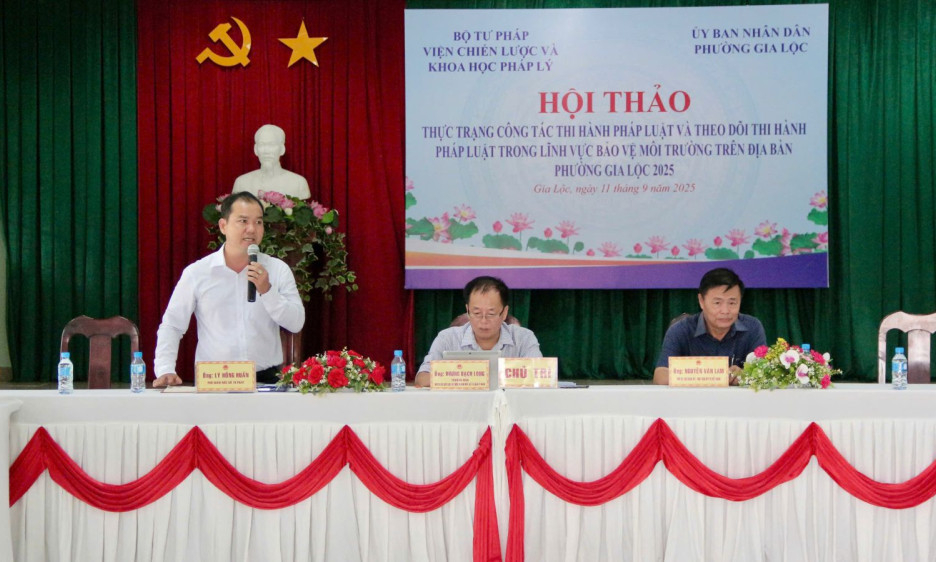 Hội thảo về c&ocirc;ng t&aacute;c thi h&agrave;nh ph&aacute;p luật bảo vệ m&ocirc;i trường tại phường Gia Lộc