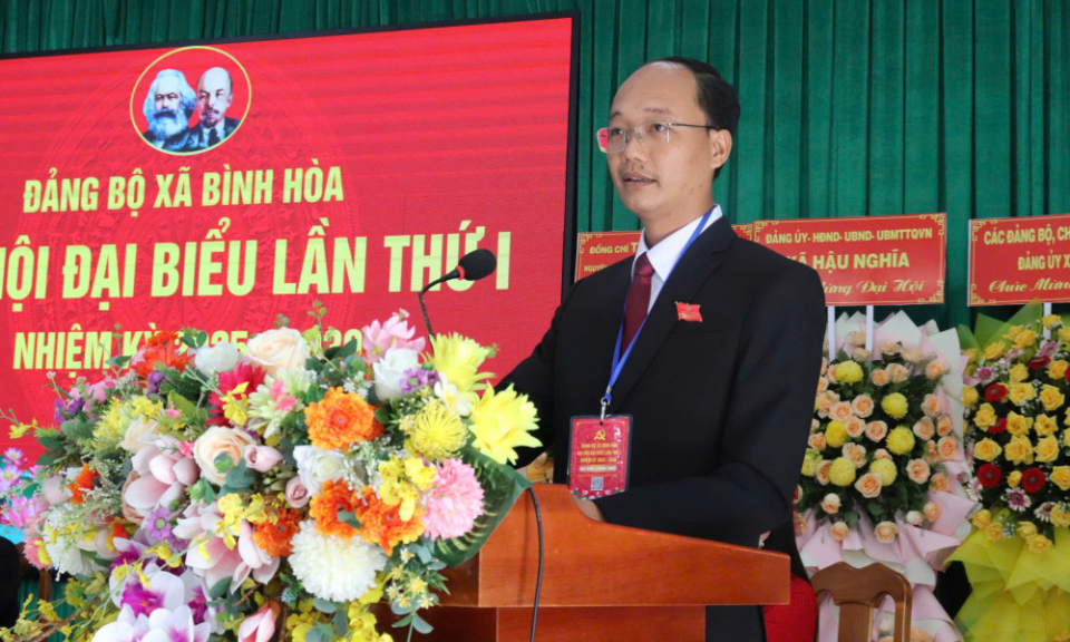 Đồng ch&iacute; V&otilde; Minh Quốc giữ chức vụ B&iacute; thư Đảng ủy x&atilde; B&igrave;nh H&ograve;a, nhiệm kỳ 2025-2030