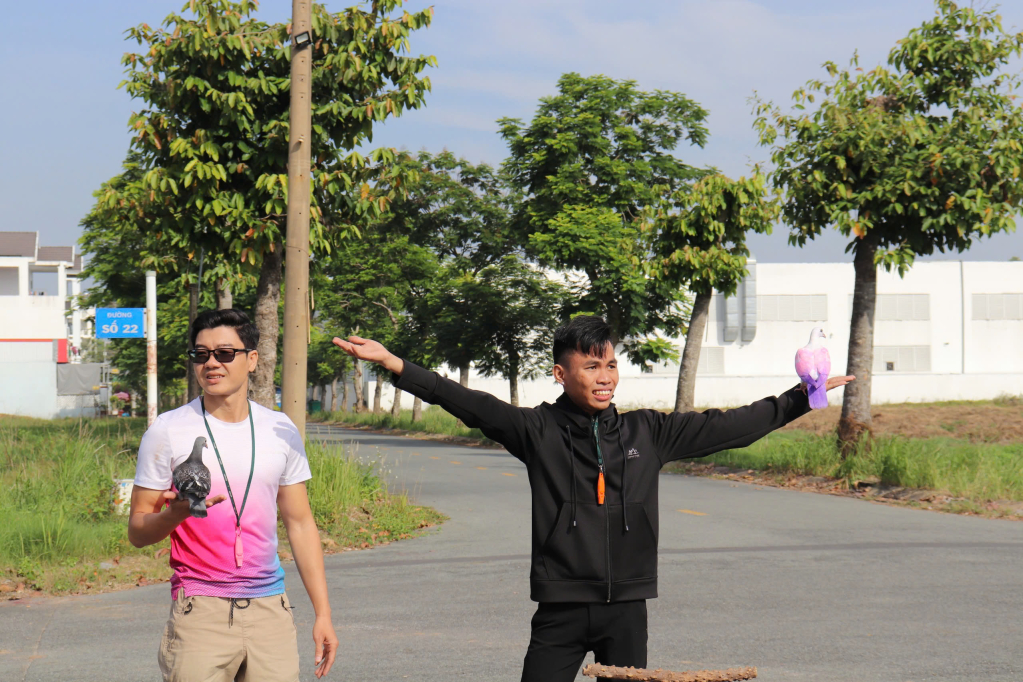 Thành viên Chi hội trình diễn bồ câu nghệ thuật