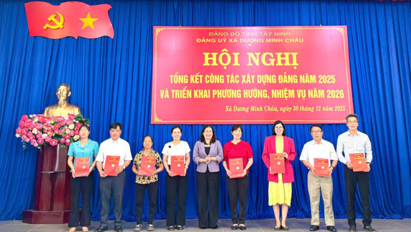Đảng ủy x&atilde; Dương Minh Ch&acirc;u tổng kết c&ocirc;ng t&aacute;c x&acirc;y dựng Đảng năm 2025