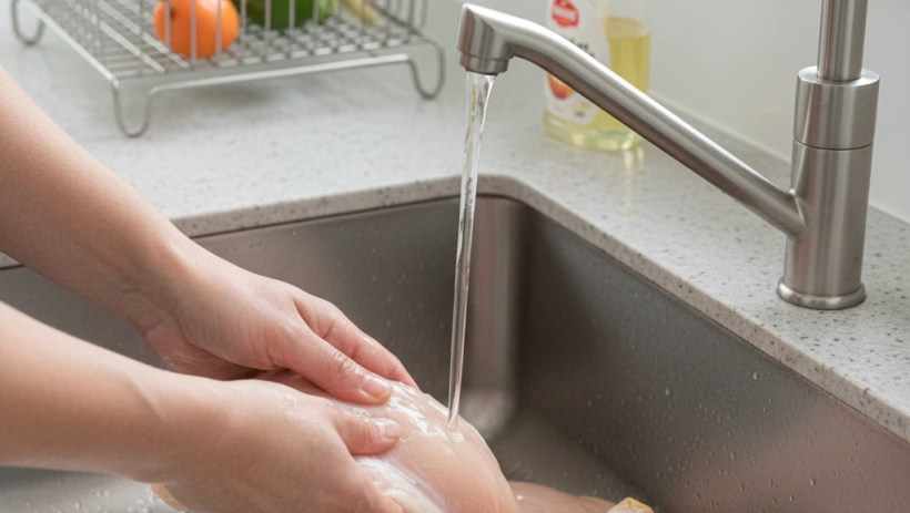 Cảnh b&aacute;o: Rửa thịt g&agrave; sống sai c&aacute;ch c&oacute; thể l&agrave;m tăng nguy cơ nhiễm khuẩn