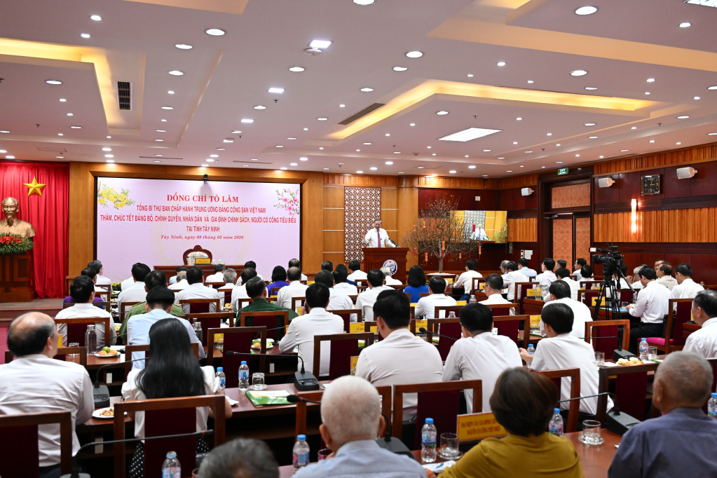 Tổng Bí thư Tô Lâm phát biểu chúc tết Đảng bộ, chính quyền và Nhân dân tỉnh Tây Ninh