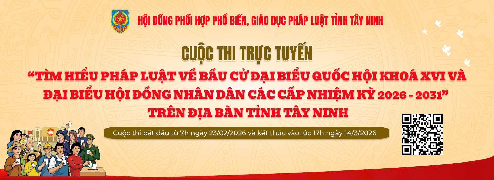Ph&aacute;t động tham gia cuộc thi trực tuyến 'T&igrave;m hiểu ph&aacute;p luật về bầu cử đại biểu Quốc hội kh&oacute;a XVI v&agrave; đại biểu Hội đồng nh&acirc;n d&acirc;n c&aacute;c cấp nhiệm kỳ 2026-2031' 