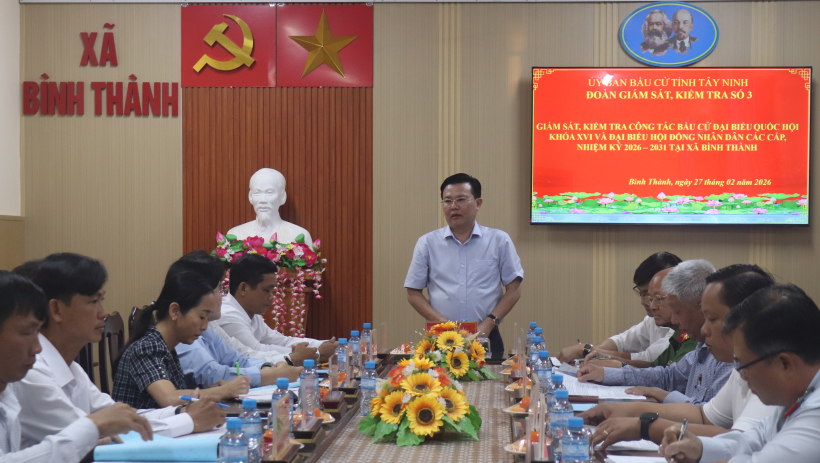 Ủy ban Bầu cử tỉnh T&acirc;y Ninh kiểm tra c&ocirc;ng t&aacute;c bầu cử tại x&atilde; B&igrave;nh Th&agrave;nh