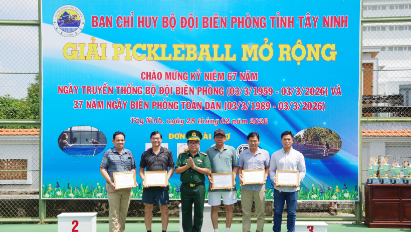 Bộ đội Bi&ecirc;n ph&ograve;ng tỉnh T&acirc;y Ninh tổ chức Giải Pickleball mở rộng 