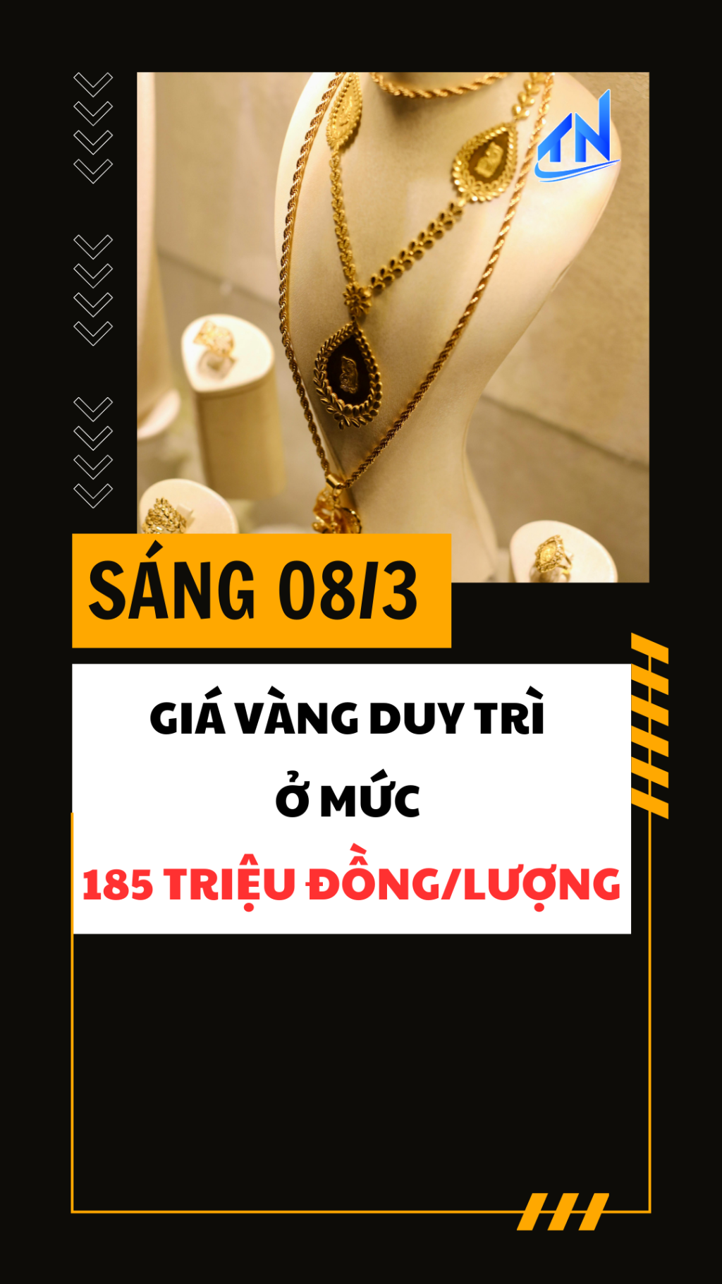 S&aacute;ng 08/3: Gi&aacute; v&agrave;ng duy tr&igrave; ở mức 185 triệu đồng/lượng