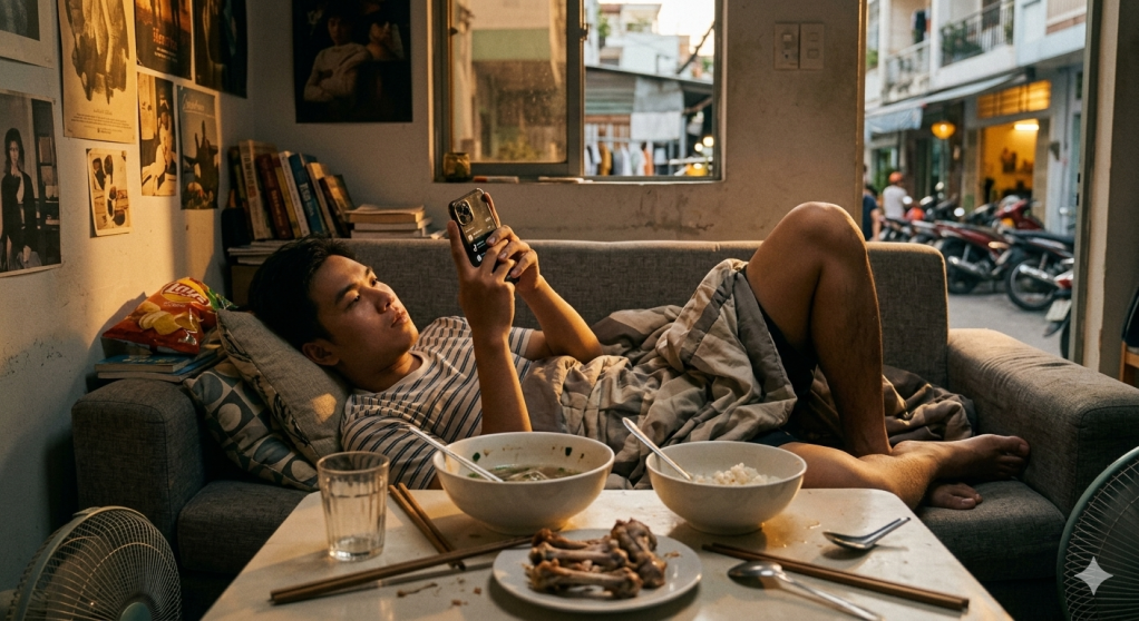 Vừa ăn xong nằm lướt điện thoại: Điều g&igrave; xảy ra với cơ thể?