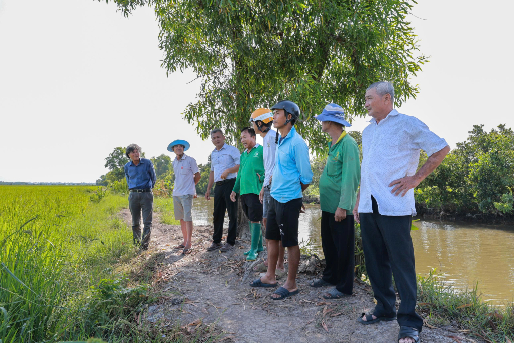 Farmers in Bung Ro field, Hoa Hoi commune support the canal dredging and canal-bank road construction along the Cau Ong Co field