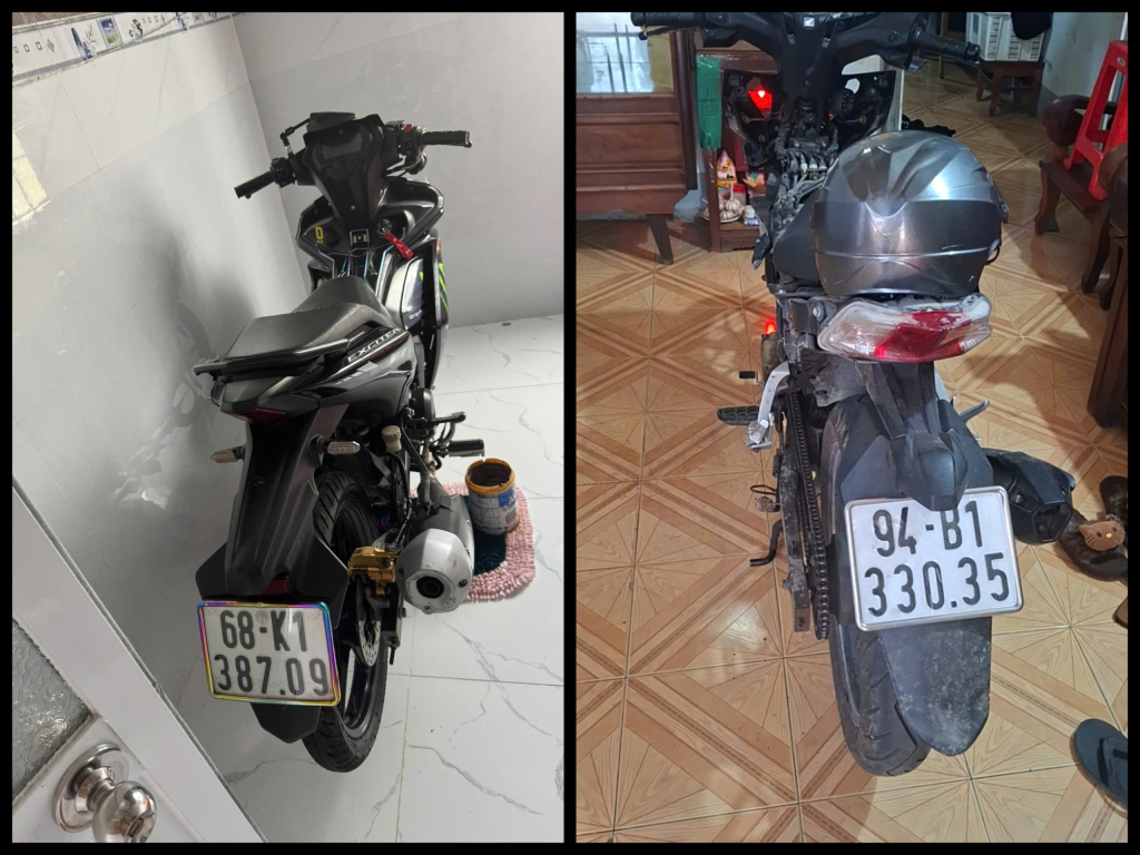 2 chiếc xe máy nhóm đối tượng dùng làm phương tiện gây án