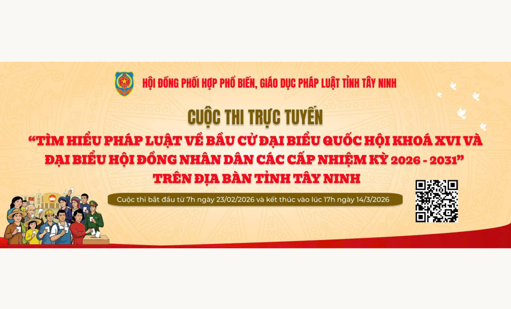 Kết quả Cuộc thi trực tuyến 'T&igrave;m hiểu ph&aacute;p luật về bầu cử đại biểu Quốc hội kho&aacute; XVI v&agrave; đại biểu HĐND c&aacute;c cấp nhiệm kỳ 2026 - 2031' tr&ecirc;n địa b&agrave;n tỉnh T&acirc;y Ninh