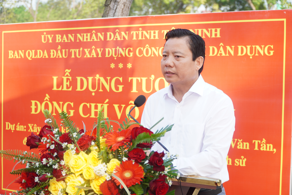 Phó Chủ tịch UBND tỉnh Tây Ninh Phạm Tấn Hòa phát biểu tại buổi lễ 