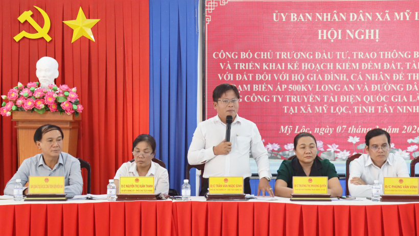 X&atilde; Mỹ Lộc c&ocirc;ng bố chủ trương đầu tư dự &aacute;n Trạm biến &aacute;p 500kV