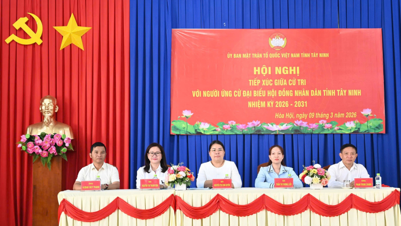 Ứng cử vi&ecirc;n đại biểu HĐND tỉnh T&acirc;y Ninh - đơn vị bầu cử số 3 vận động bầu cử tại x&atilde; H&ograve;a Hội