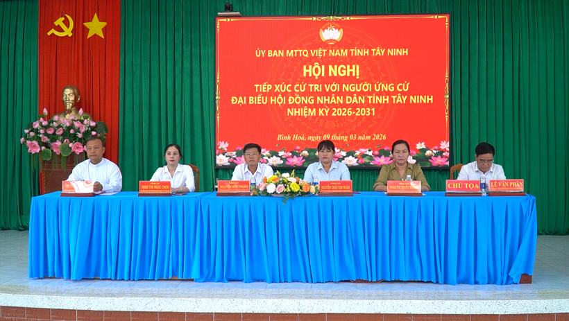 Ứng cử vi&ecirc;n HĐND tỉnh T&acirc;y Ninh, đơn vị bầu cử số 25 tiếp x&uacute;c cử tri x&atilde; B&igrave;nh H&ograve;a