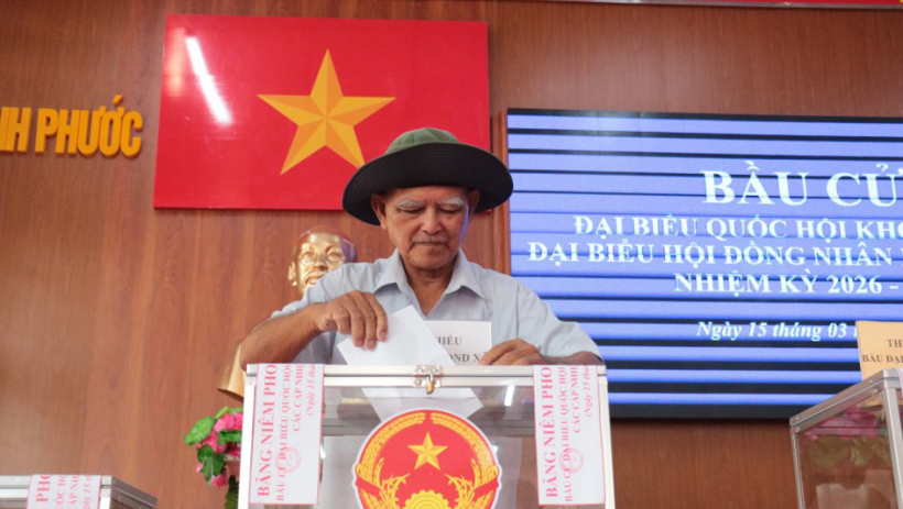 Ph&oacute; Chủ tịch Thường trực UBMTTQ Việt Nam tỉnh dự khai mạc bầu cử tại x&atilde; Thạnh Phước