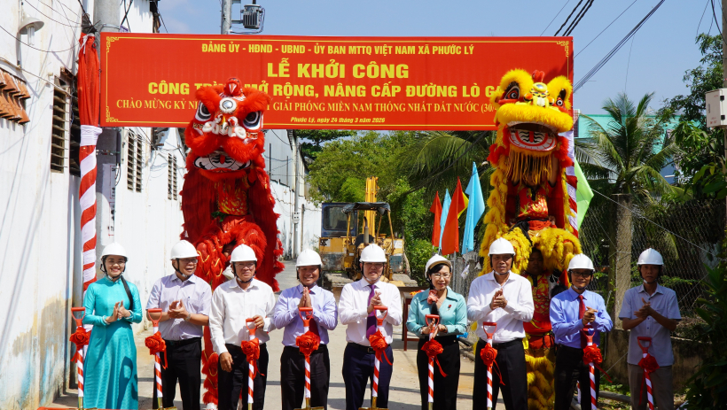 X&atilde; Phước L&yacute;: Khởi c&ocirc;ng c&ocirc;ng tr&igrave;nh mở rộng, n&acirc;ng cấp đường Th&aacute;i Thị Th&ecirc;m, đường L&ograve; Gang