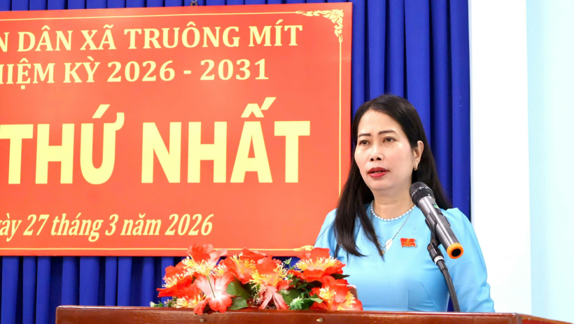 B&agrave; Trần Thị Huy Ho&agrave;ng t&aacute;i đắc cử chức vụ Chủ tịch HĐND x&atilde; Tru&ocirc;ng M&iacute;t kh&oacute;a XIII, nhiệm kỳ 2026-2031