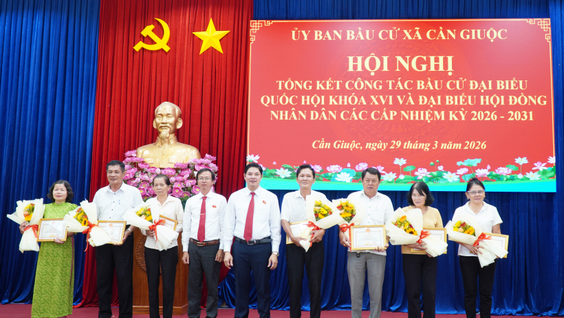 X&atilde; Cần Giuộc tổng kết c&ocirc;ng t&aacute;c bầu cử đại biểu Quốc hội kh&oacute;a XVI v&agrave; đại biểu HĐND c&aacute;c cấp