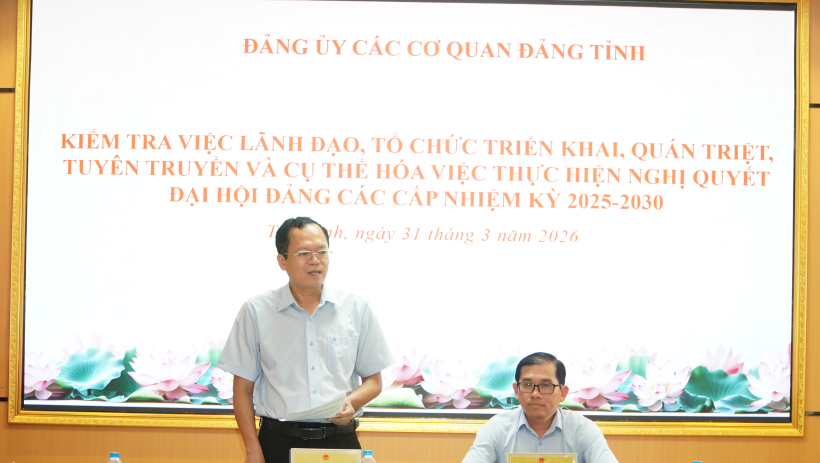 Kiểm tra việc thực hiện Nghị quyết Đại hội Đảng bộ c&aacute;c cấp đối với Đảng ủy B&aacute;o v&agrave; ph&aacute;t thanh, truyền h&igrave;nh T&acirc;y Ninh