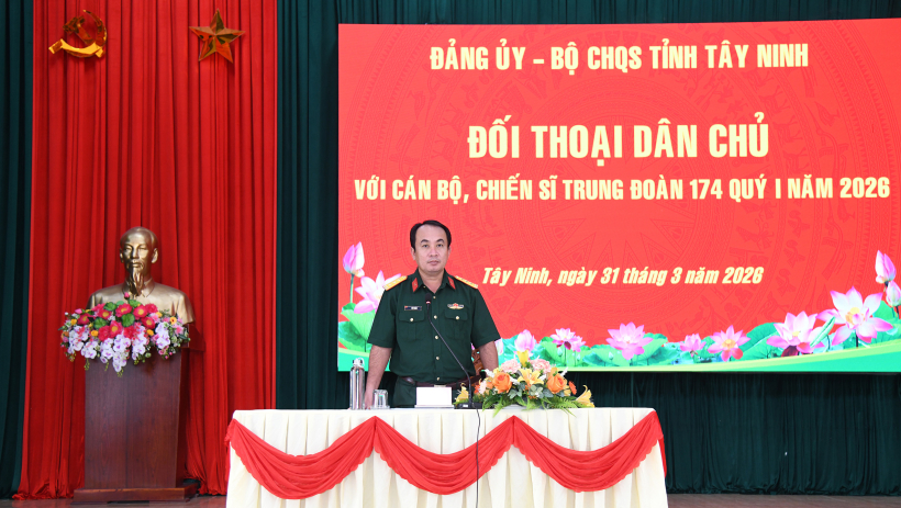 Bộ Chỉ huy Qu&acirc;n sự tỉnh T&acirc;y Ninh đối thoại d&acirc;n chủ qu&iacute; I/2026 tại Trung đo&agrave;n 174