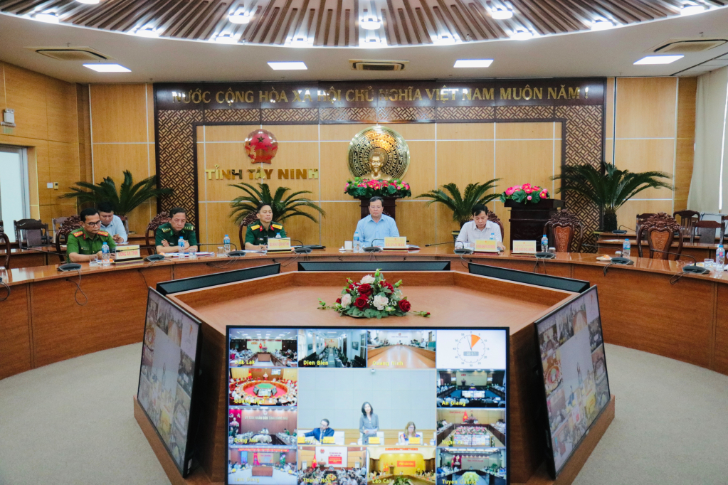 Các đại biểu dự hội nghị tại điểm cầu tỉnh Tây Ninh