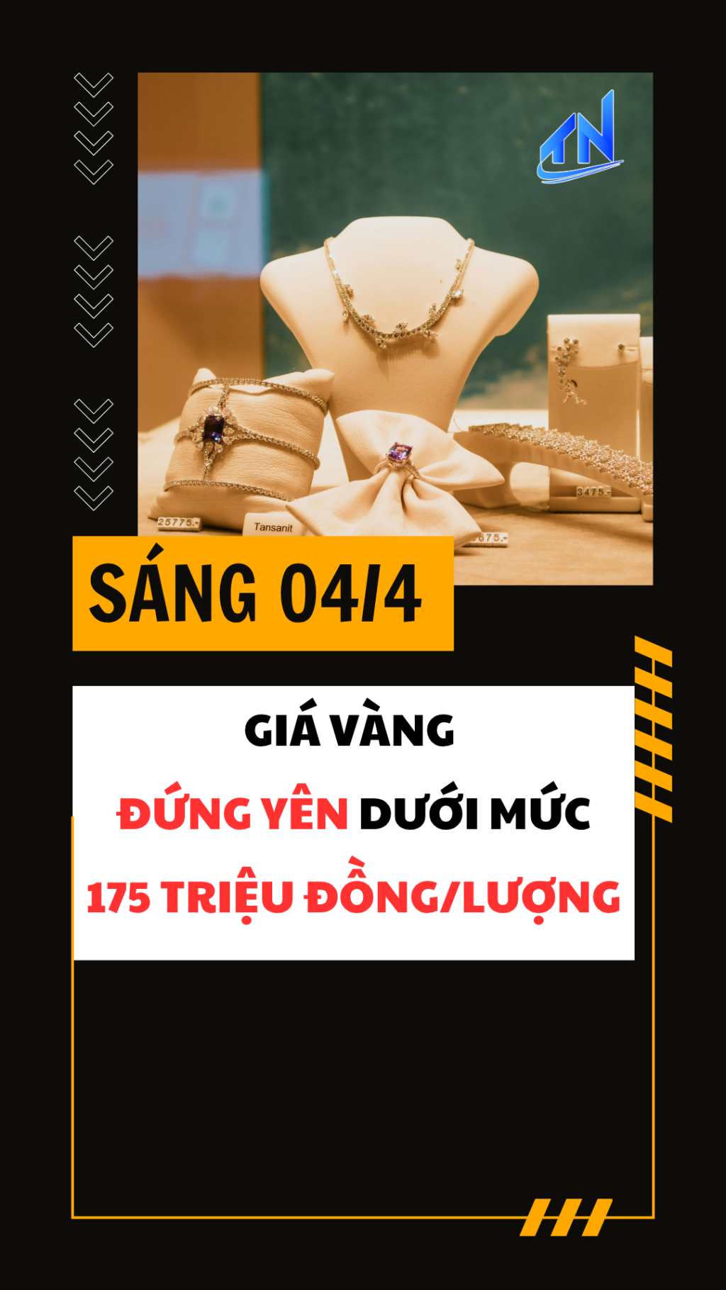Sáng 04/4: Giá vàng đứng yên dưới mức 175 triệu đồng/lượng